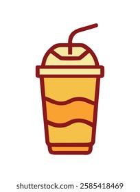 A fast food of a milkshake with a straw