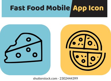 Fast Food Mobile vector app icon. Set of App Icon Template with Guidelines. 