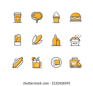 Fast food - modern line design style icons set
