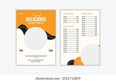 Fast food modern restaurant food menu design template