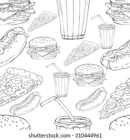 Fast food - monochromatic pattern background