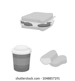 Fast food monochrome icons in set collection for design.Food from semi-finished products vector symbol stock web illustration.