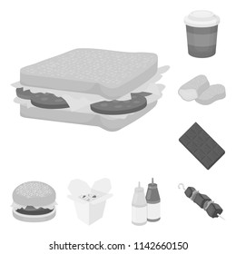 Fast food monochrome icons in set collection for design.Food from semi-finished products vector symbol stock web illustration.