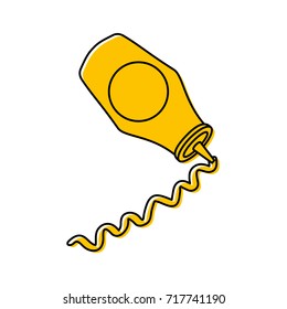 fast food mustard bottle pouring sauce