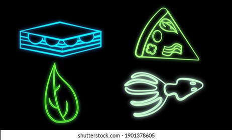 Fast Food Neon Icons. Vector Illustration of Street Menu Promotion