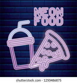 fast food neon light label