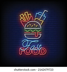 Fast Food Neon Signs Style Text Vector