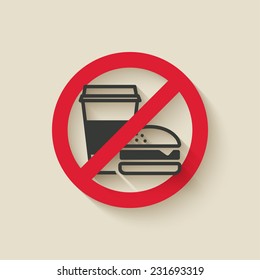 Fast Food No Sign - Vector Illustration. Eps 10