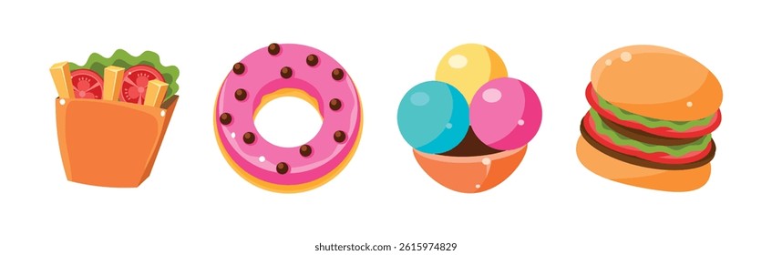 Fast Food Object and Snack Item Vector Set