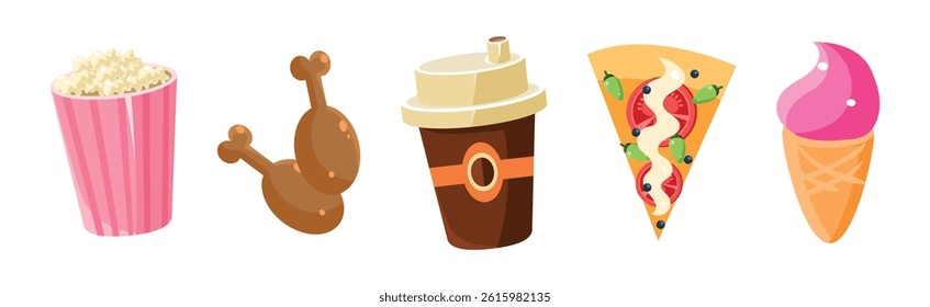 Fast Food Object and Snack Item Vector Set