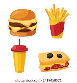 fast food objects, vector design set