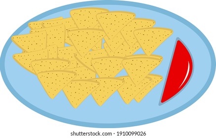 Fast food on a plate, illustration, vector on a white background.
