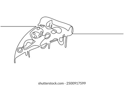 fast food one line art. Single continuous line of pizza. Pizza fast food in one line art