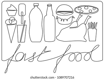 Fast food one line drawing