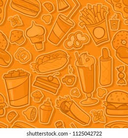 Fast Food Orange Seamless Pattern