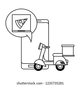 Fast food order and delivery online in black and white