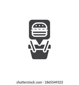 Fast food order vector icon. filled flat sign for mobile concept and web design. Shopping basket with burger glyph icon. Symbol, logo illustration. Vector graphics