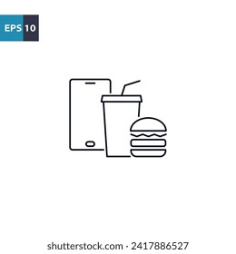 Fast food ordering by phone outline icon Vector illustration