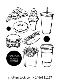 Fast food otline vector sketch