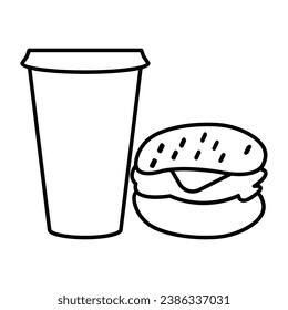 Símbolo vectorial de contorno de comida rápida que se puede modificar o editar fácilmente