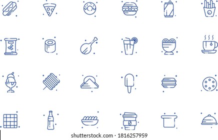 Fast Food Outline Icon Pack - All elements on this template are editable with vector software