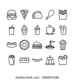 Fast Food outline icon set	
