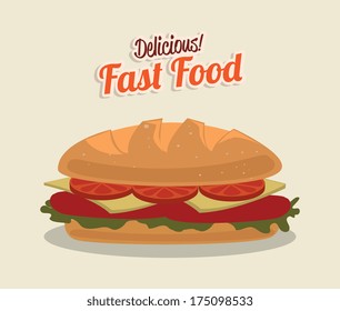 fast food over   beige background vector illustration