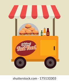 fast food over  beige  background vector illustration