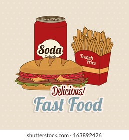 fast food over dotted background vector illustration