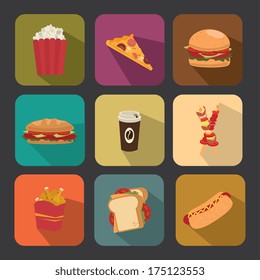 fast food over  gray  background vector illustration 
