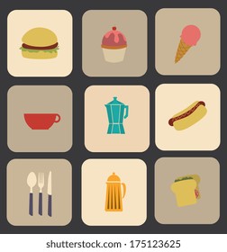 fast food over gray   background vector illustration
