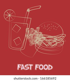 fast food over red background vector illustration  