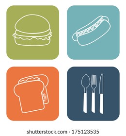 fast food over  white  background vector illustration
