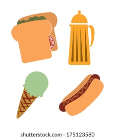 fast food over  white  background vector illustration