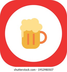 fast food, overflowing beer mug. vector image with white and red background