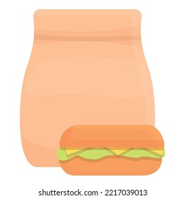 Fast food pack icon cartoon vector. Plastic bag. Snack meal