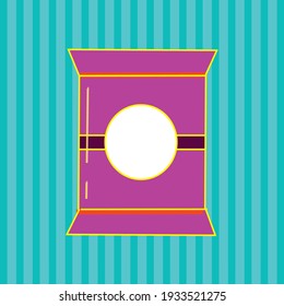 fast food, package fries. vector image with blue texture background