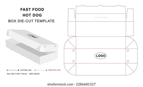 Fast food packaging box die cut template