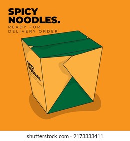 Fast food packaging template in green and yellow and good template for noodles packaging design