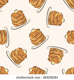 Fast Food Pancake Icon,10,seamless Pattern