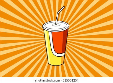 fast food paper cup, pop art, hand drawn