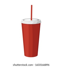 Fast food paper cups with a straw vector image