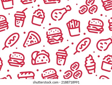 Fast food pattern background for graphic design.A-size horizontal.