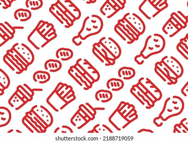 Fast food pattern background for graphic design.A-size horizontal.