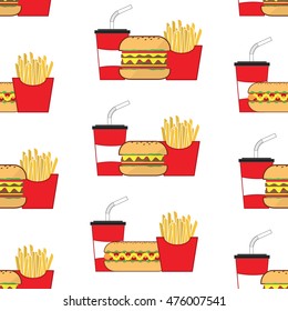 fast food pattern. background vector. Pattern can be used for wallpaper, cover fills, web page background, surface textures. Vector linen texture.