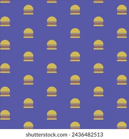 Fast food pattern of cheese burger on blue  background. Vector