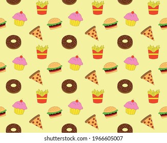 Fast food pattern with junk food. Perfect for menu.