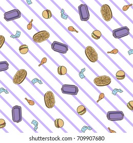 Fast food pattern on line background