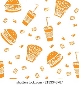 Fast food pattern in orange color