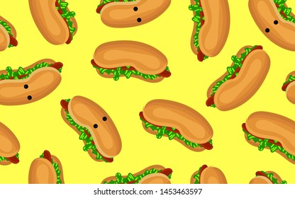 fast food pattern seamless. Stroke dog for packaging or branding cafes and restaurants.